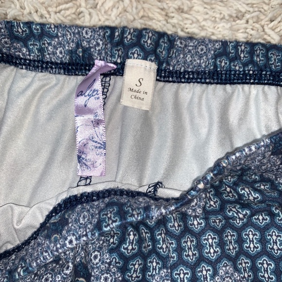 Blue Print Faux Suede Bell Bottom Pants - Picture 5 of 6